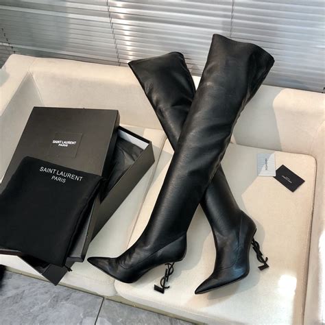 ysl set boots|YSL thigh high boots.